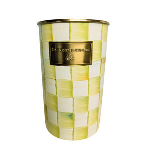 MacKenzie-Childs Parchment Check Utensil Holder Unique Light Lime Green Tone